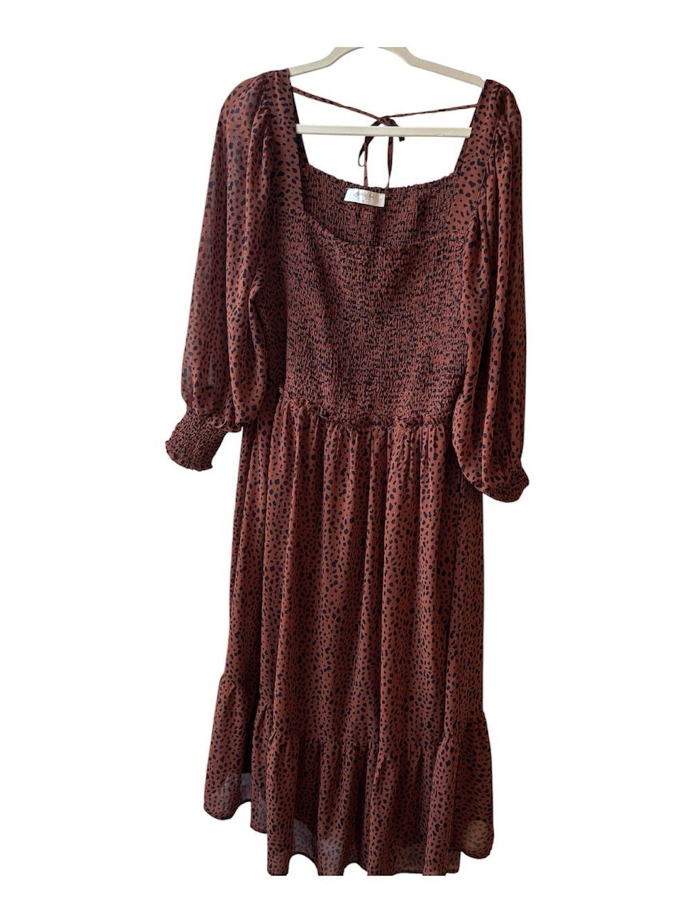 16/18 A Beautiful Soul Brown Black Animal Print Long Sleeve Maxi Dress
